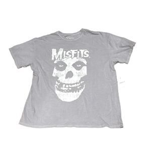 NWT Misfits distressed Skull Tshirt Unisex 0X 1X Gray Ghost Retro Skater SK8